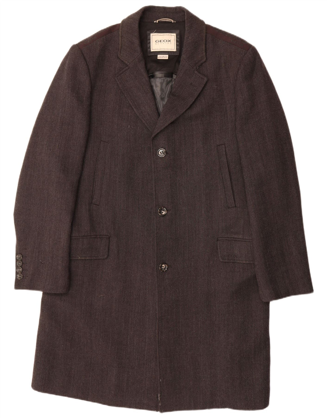 Sobretudo masculino GEOX UK 46 3XL lã espinha de peixe cinza