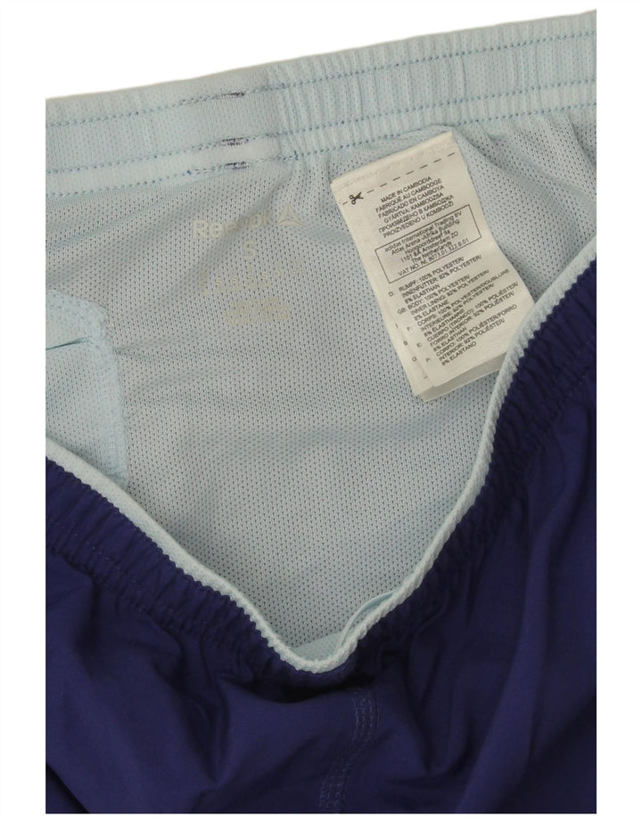 Shorts esportivos gráficos femininos Reebok UK 10 pequeno azul marinho poliéster