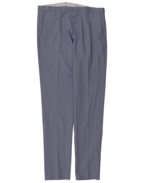 Zara Mens Slim Suit Calças EU 44 Grande W34 L33 Azul Geométrico