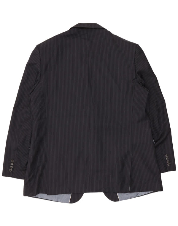 Jaqueta Blazer Longline Masculina Marks & Spencer Reino Unido 48 2XL Riscas Azul Marinho