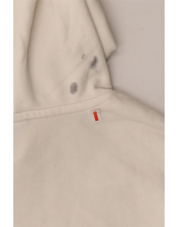 PUMA Womens Oversized Crop Graphic Hoodie Jumper UK 14 Large White Vintage Puma and Second-Hand Puma from Messina Hembry 