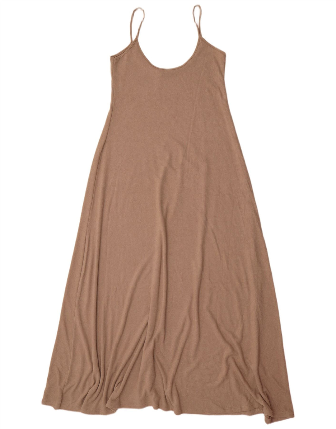 Vestido maxi feminino Zara UK 12 poliéster bege médio