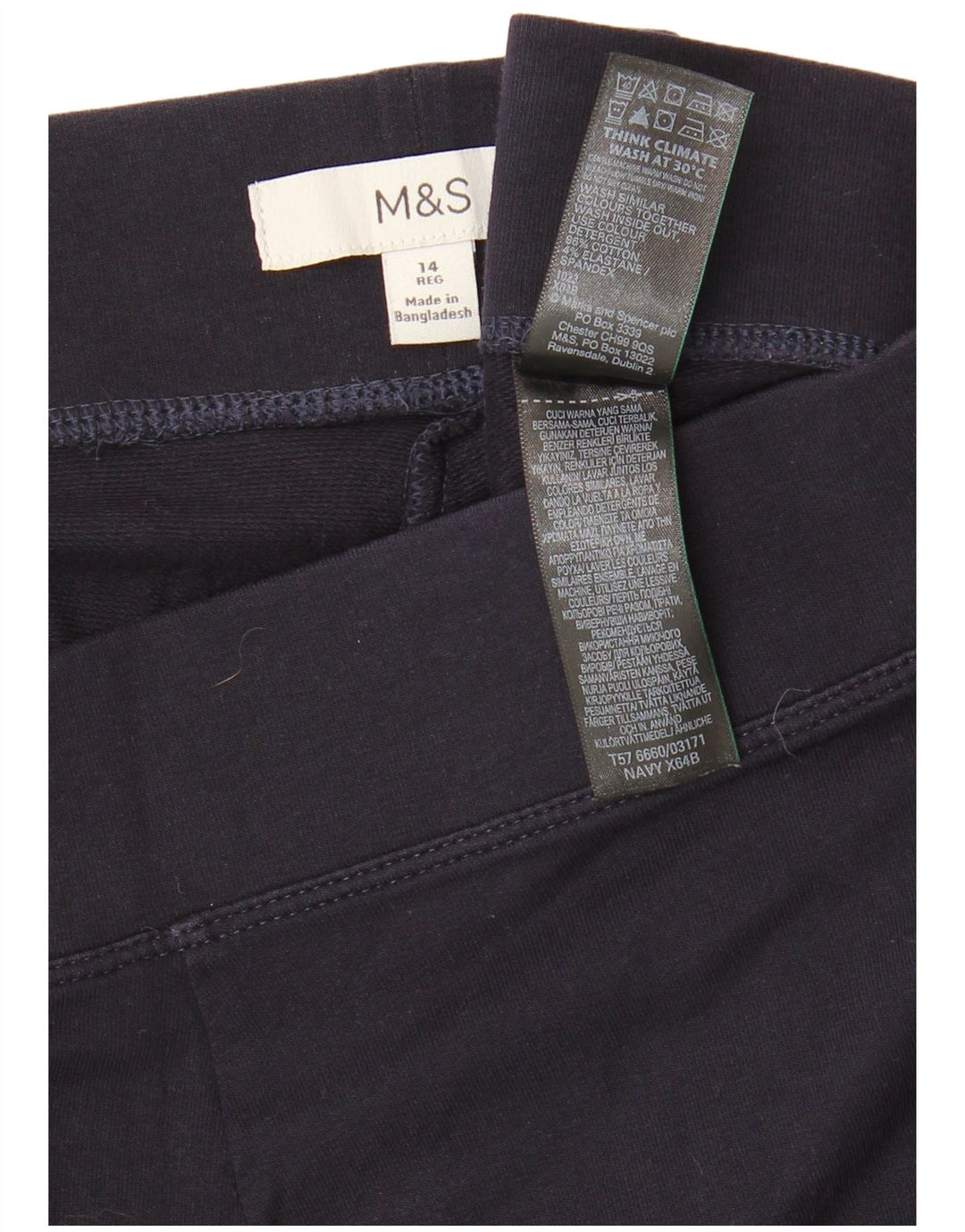 Leggings femininos MARKS & SPENCER UK 14 grandes algodão azul marinho