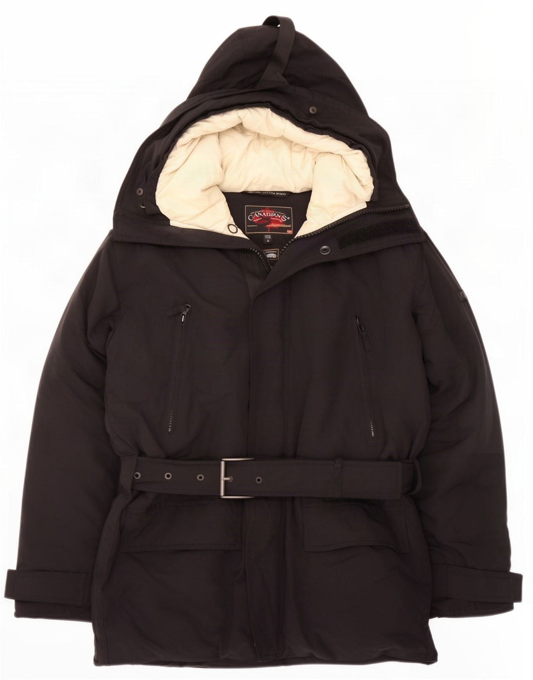 Jaqueta masculina acolchoada com capuz Canadiens UK 36 algodão preto pequeno