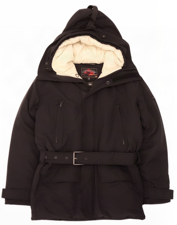 Jaqueta masculina acolchoada com capuz Canadiens UK 36 algodão preto pequeno