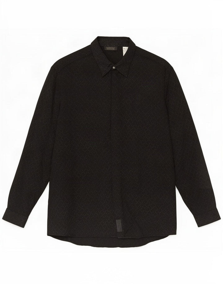 Camisa masculina Versace pequena poliéster xadrez preta