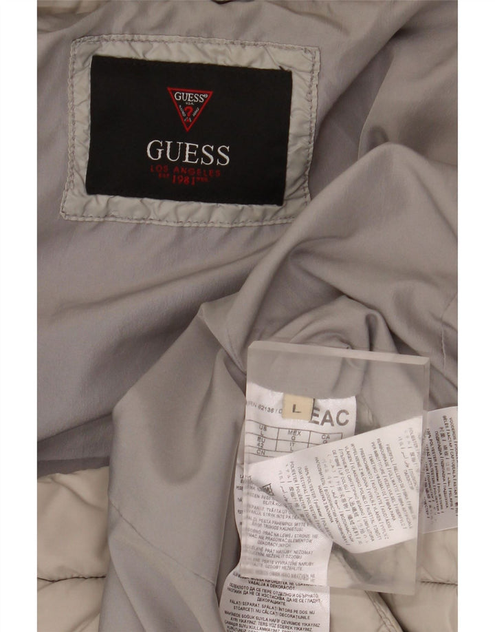 Jaqueta acolchoada feminina GUESS UK 16 grande poliéster bege