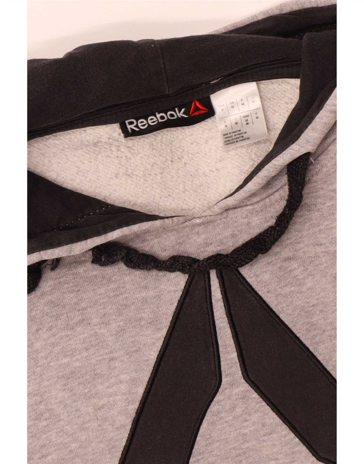 Reebok Mens Graphic Hoodie Jumper Médio Algodão Cinza