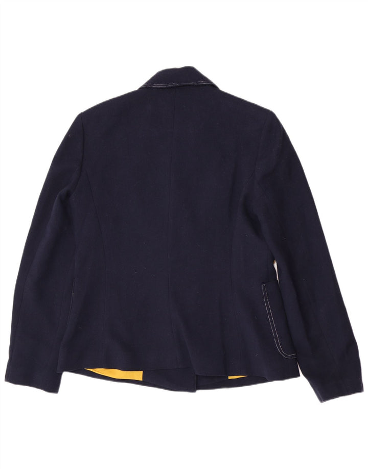 Sisley Jaqueta blazer feminina com peito duplo IT 46 Grande azul marinho