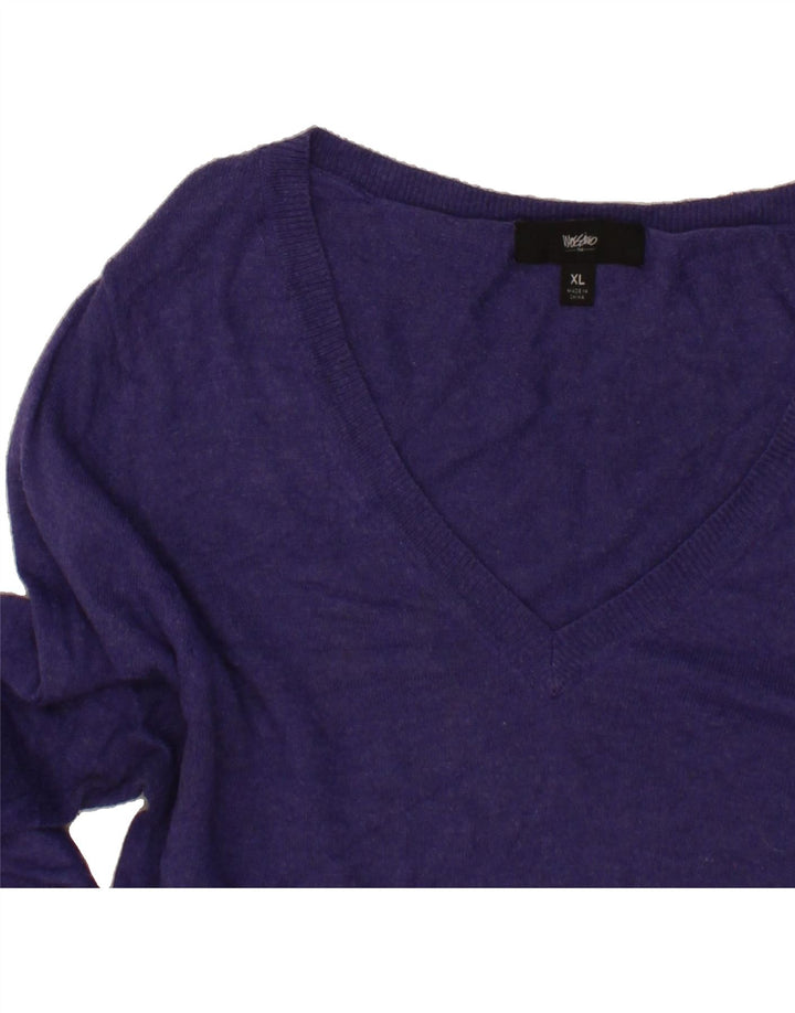 MOSSIMO Womens V-Neck Jumper Sweater UK 18 XL Purple Nylon Vintage Mossimo and Second-Hand Mossimo from Messina Hembry 