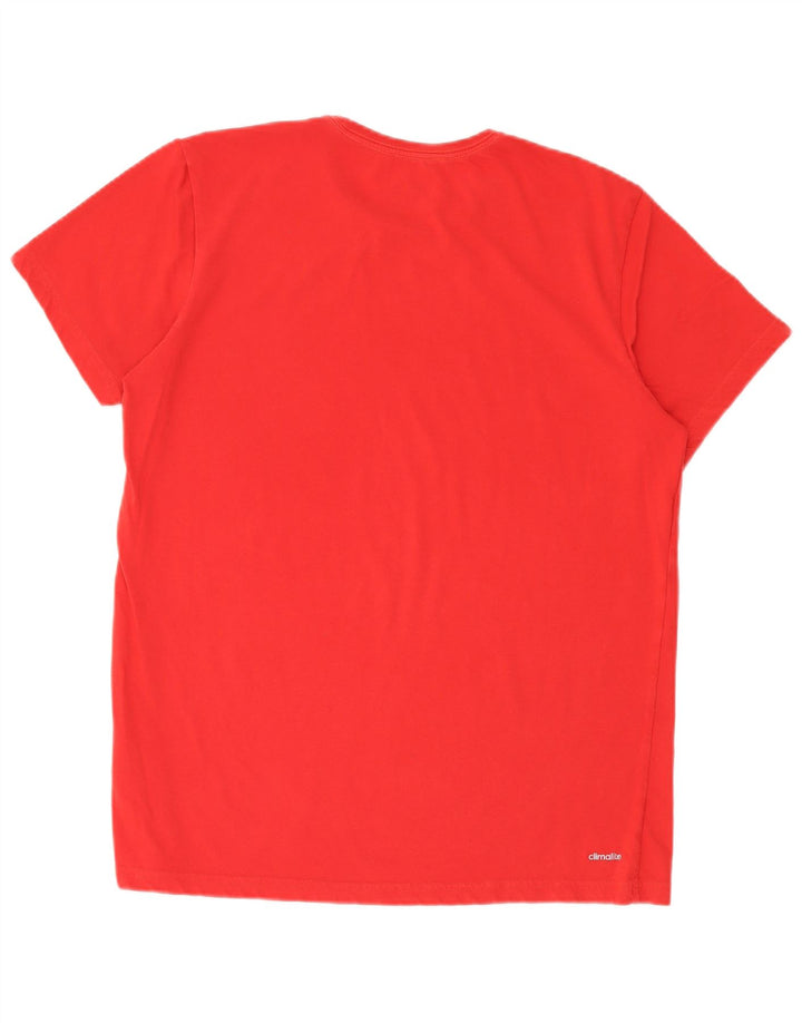 ADIDAS Mens Climalite Graphic T-Shirt Top Grande Algodão Vermelho