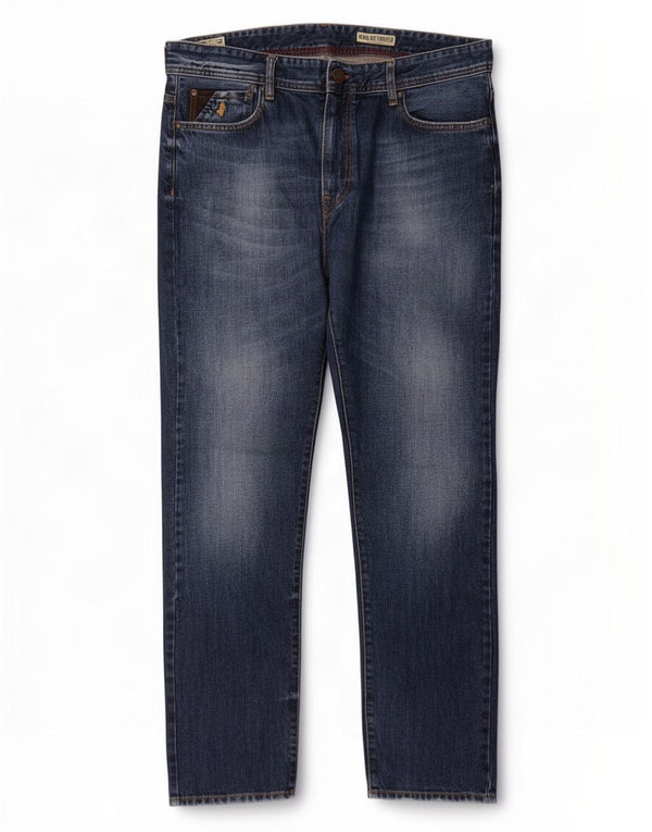 Marlboro Classics Mens Straight Jeans W38 L34 Azul Marinho Algodão
