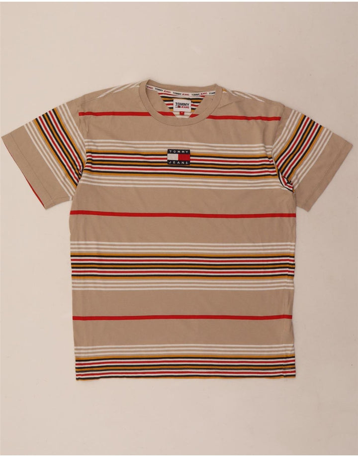 Camiseta masculina Tommy Hilfiger Top médio bege listrado algodão