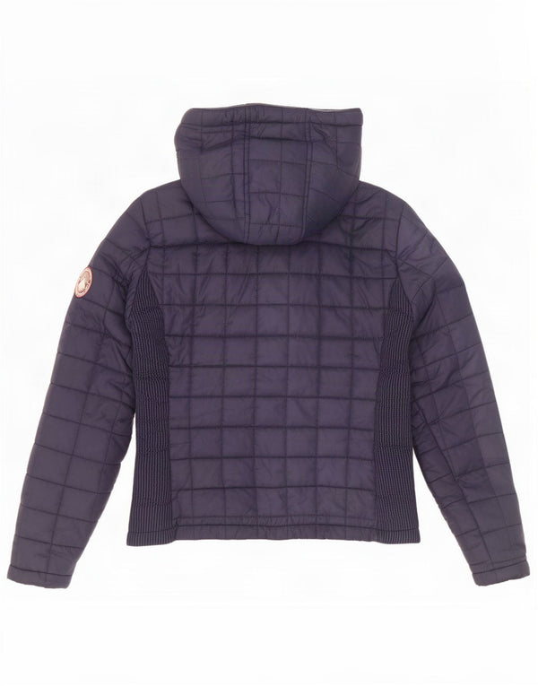 Jaqueta acolchoada com capuz feminina Superdry UK 12 poliéster azul marinho médio