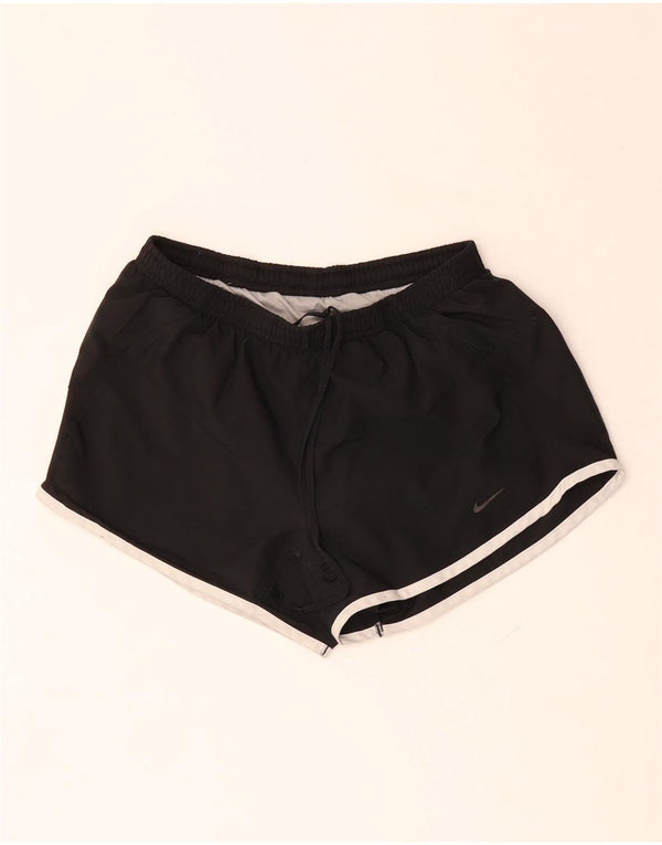 Shorts esportivos femininos Nike UK 8 pequenos poliéster preto