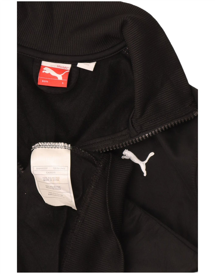 PUMA Boys Tracksuit Top Jacket 7-8 anos pequeno preto colorblock poliéster