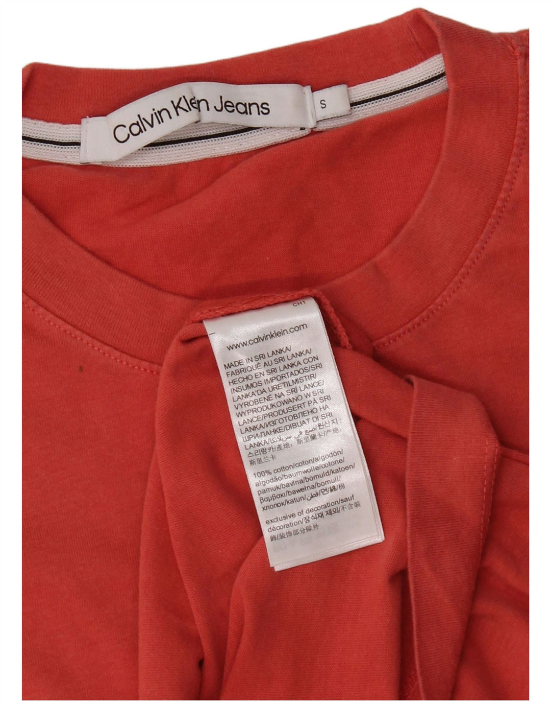 Calvin Klein Jeans Camiseta masculina top pequeno algodão vermelho