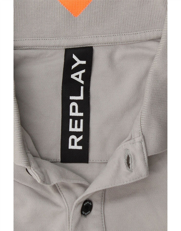 Camisa polo masculina REPLAY cinza médio