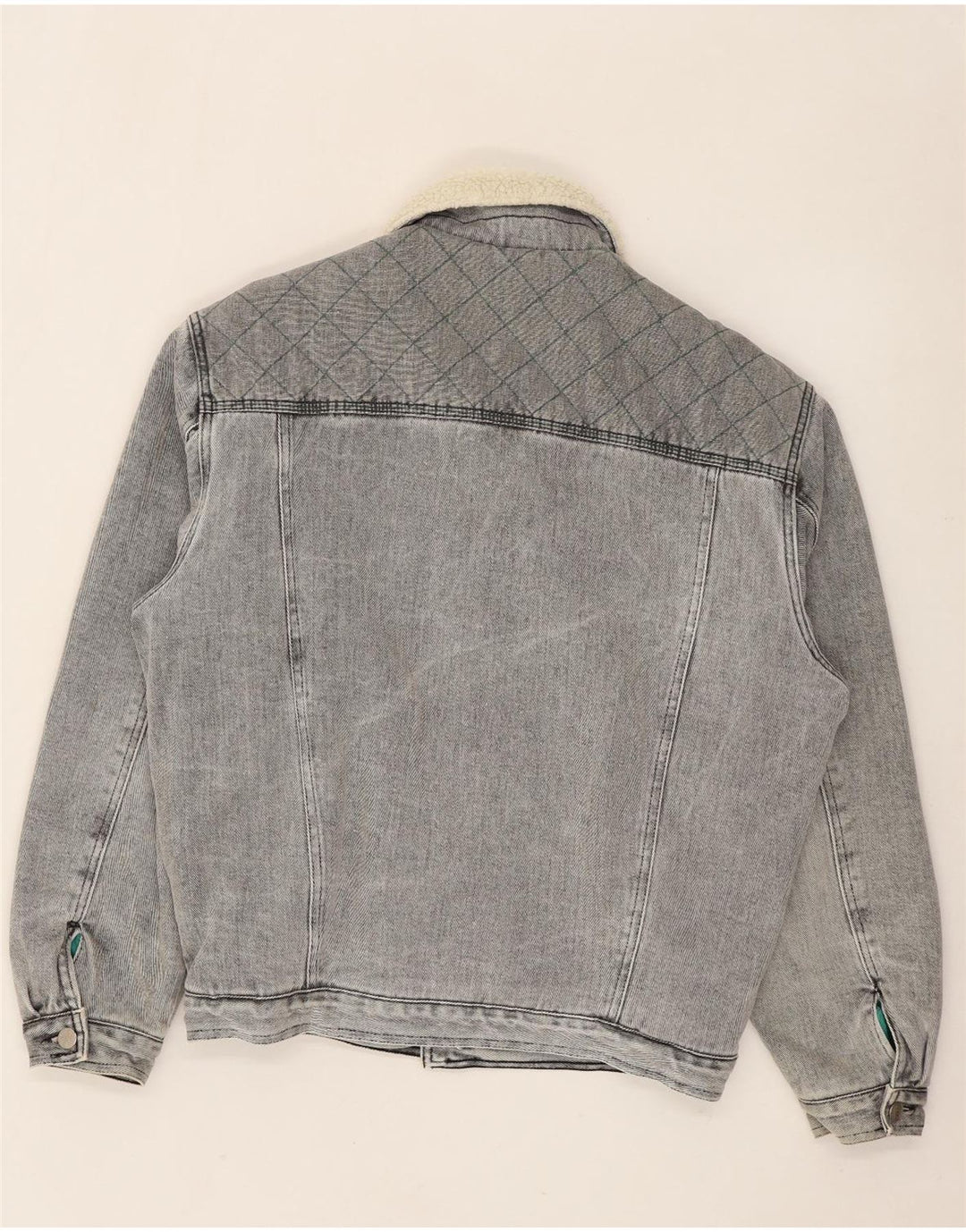Jaqueta jeans masculina Mash Sherpa Reino Unido 40 algodão cinza grande