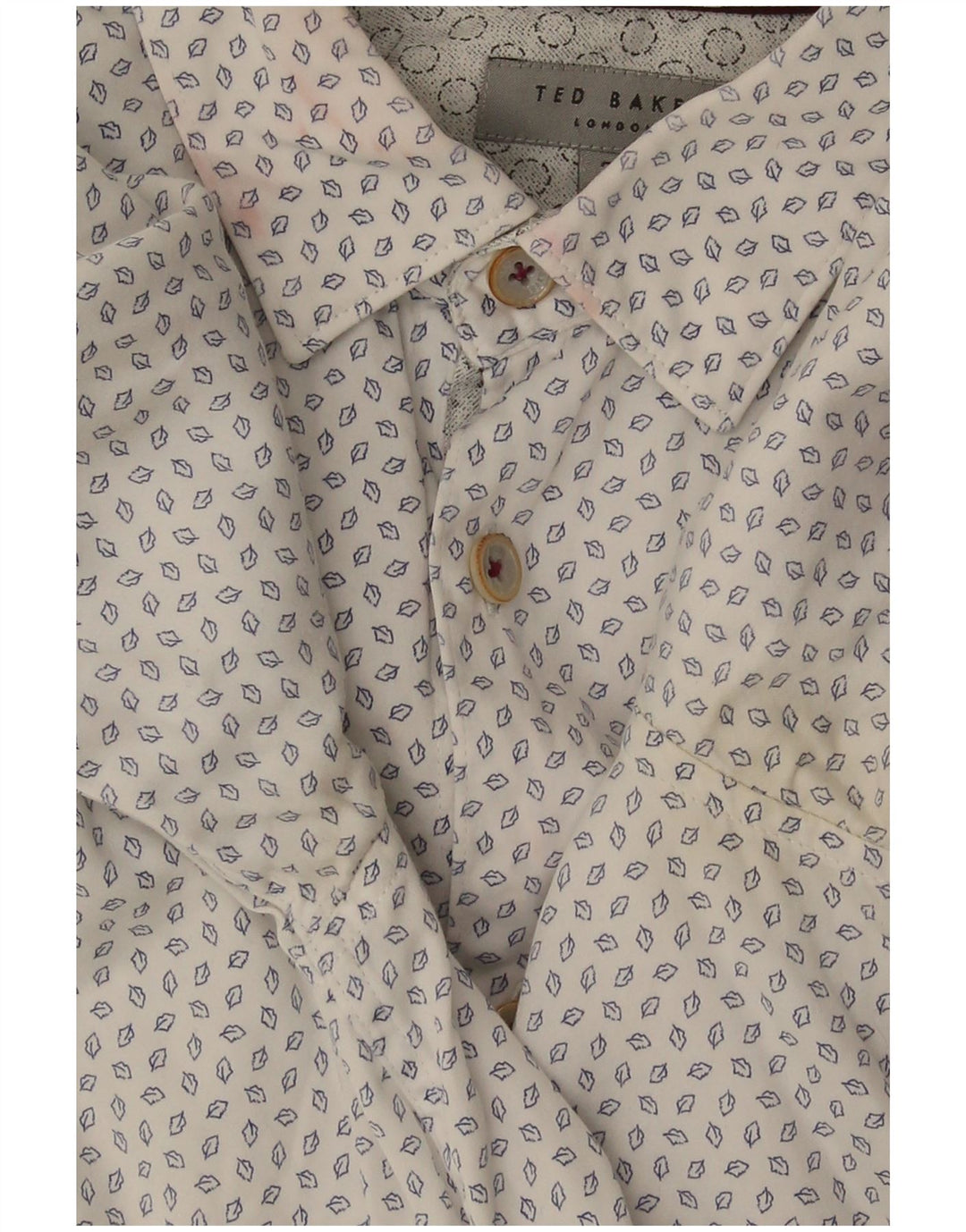 Camisa masculina Ted Baker com estampa abstrata tamanho 3 médio algodão branco