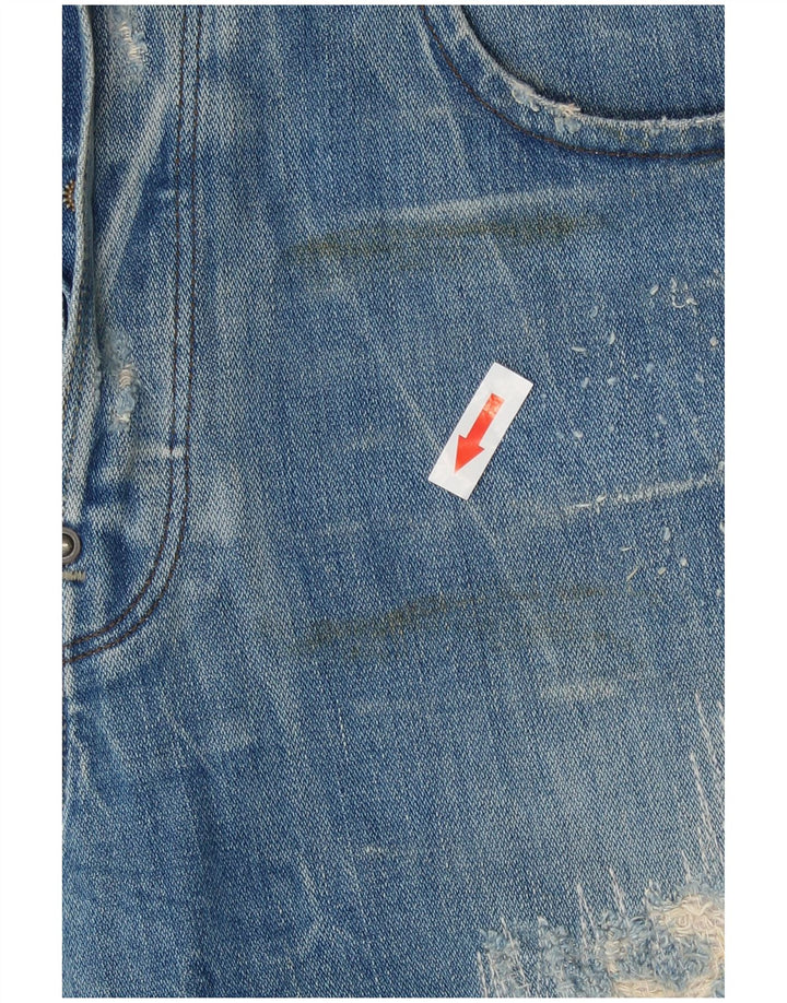 Shorts jeans masculino G-Star W32 algodão manchado azul médio