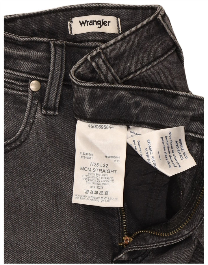 Wrangler feminino mom jeans reto W25 L32 algodão cinza