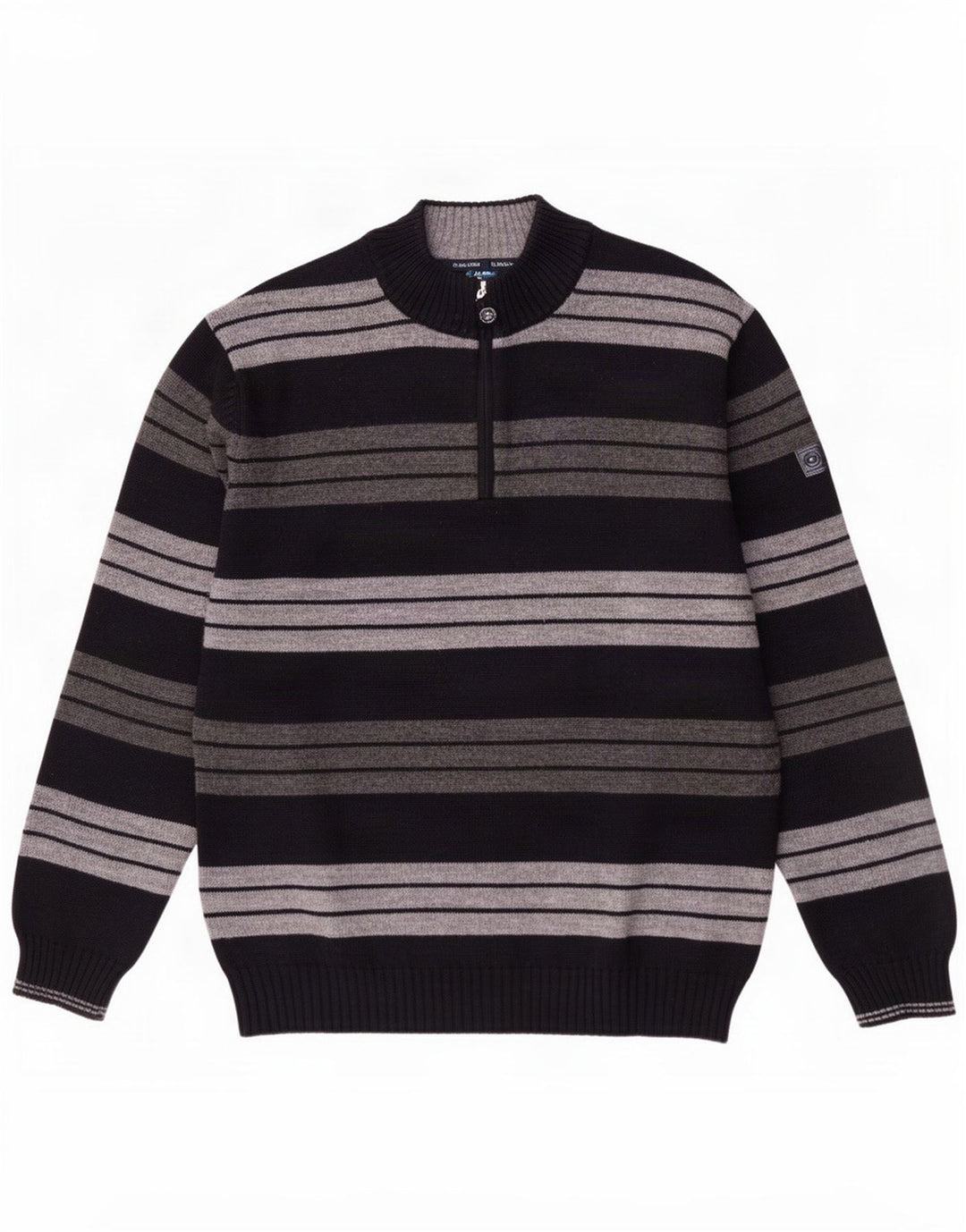 Suéter masculino Il Granchio com zíper e gola grande listrado azul marinho