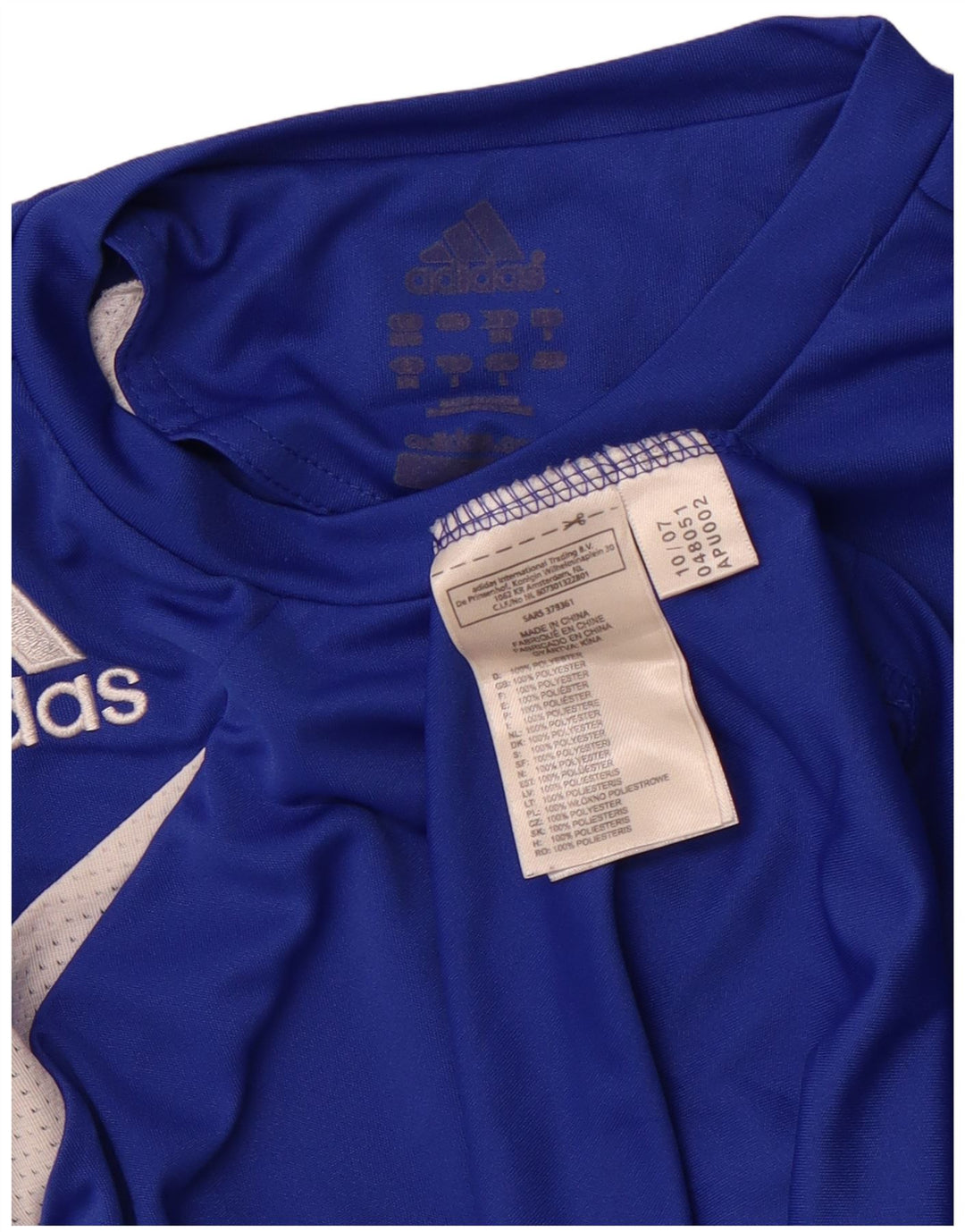 Camiseta masculina ADIDAS Top médio azul colorblock poliéster esportivo