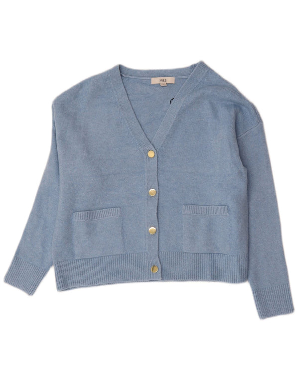 Suéter cardigã feminino grande Marks & Spencer Reino Unido 10 pequeno azul
