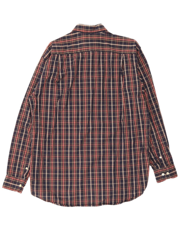 Camisa masculina Lacoste Classic Fit pequena xadrez azul marinho