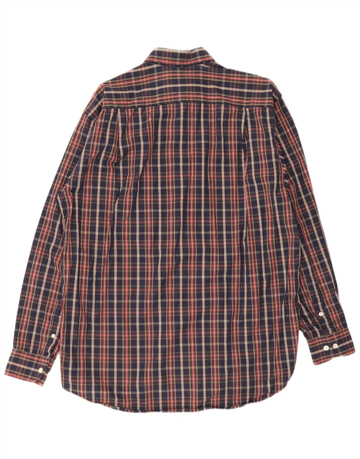 Camisa masculina Lacoste Classic Fit pequena xadrez azul marinho
