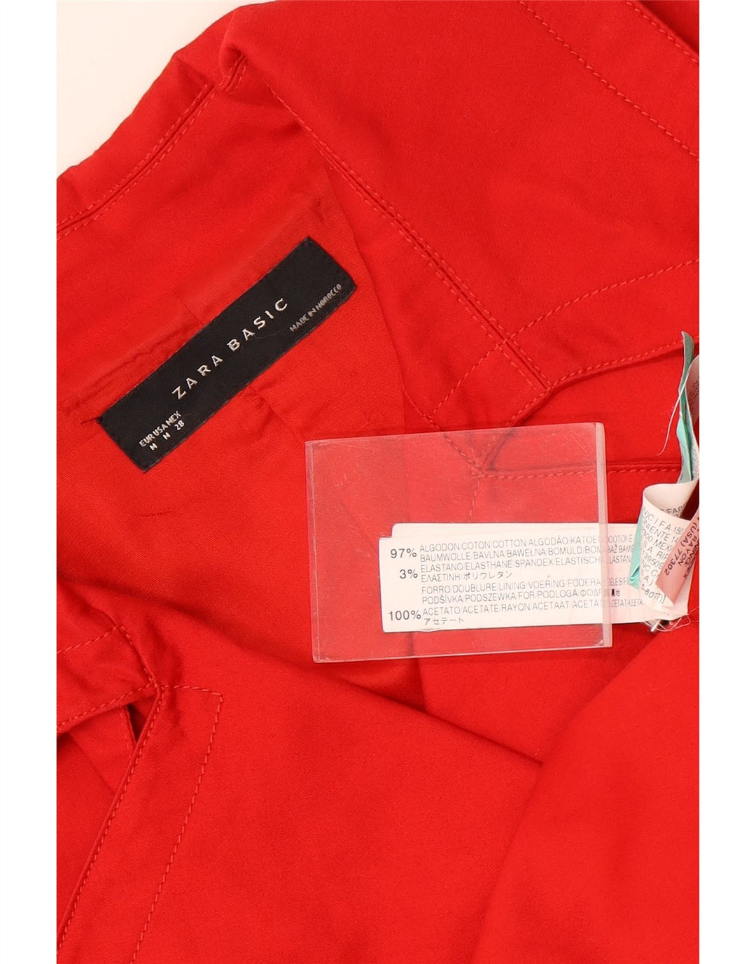 Zara Womens Short Pea Coat UK 14 Médio Algodão Vermelho