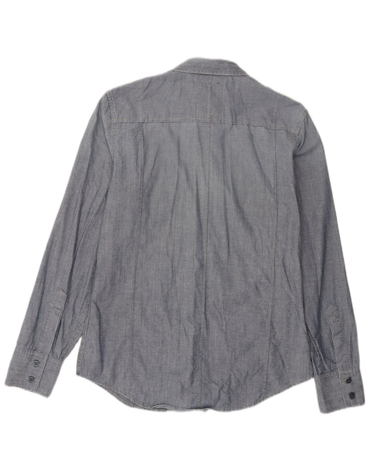 Camisa militar masculina G-Star 3301 algodão azul médio