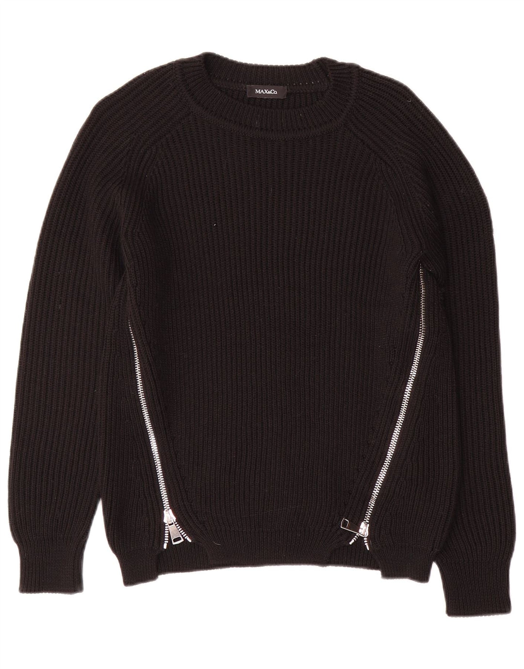 Suéter feminino Max & Co. com gola canoa Reino Unido 14 médio preto