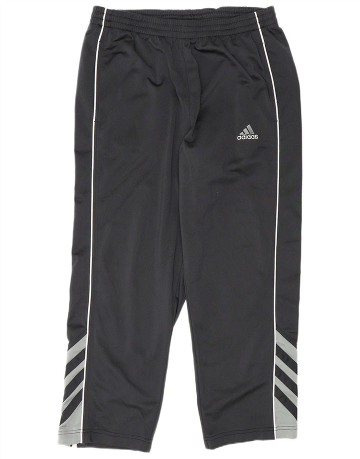 Calça de treino masculina Adidas UK 42/44 grande cinza colorblock poliéster