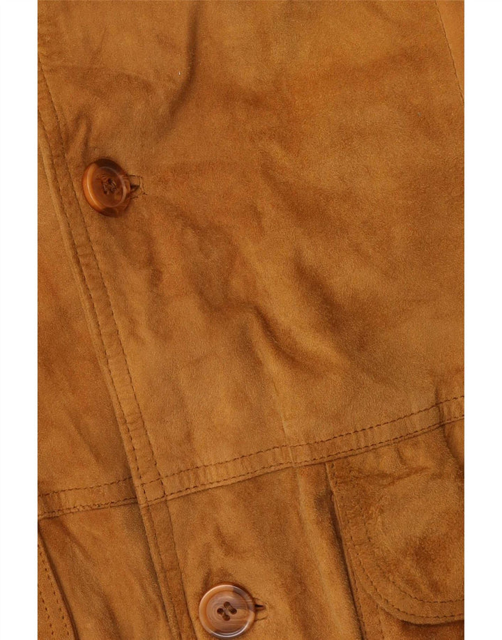 Jaqueta bomber masculina vintage de camurça IT 54 2XL couro bege