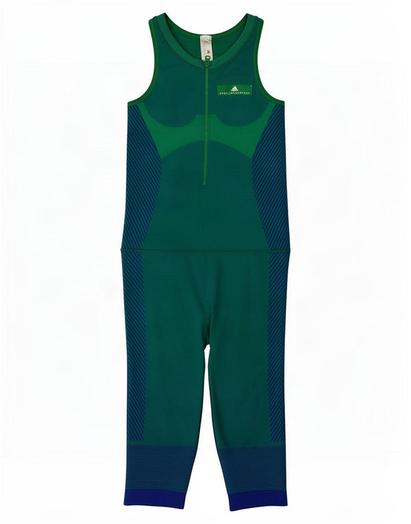 Macacão feminino sem mangas Adidas UK 8 pequeno verde colorblock nylon
