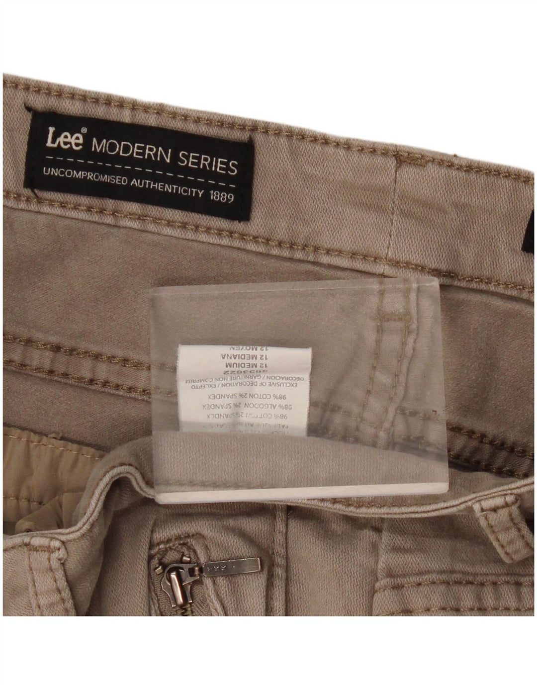 Calça cargo reta feminina Lee Modern Series US 12 grande W32 L29 bege