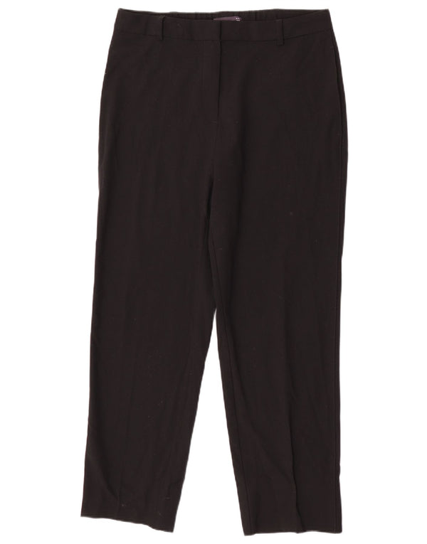 Calça feminina Marks & Spencer Straight Suit Reino Unido 12 Médio W30 L26 Preta