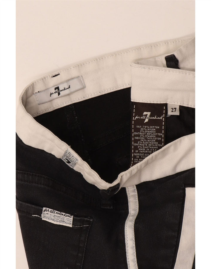 7 For All Mankind Calça jeans skinny feminina W27 L25 algodão colorblock preto