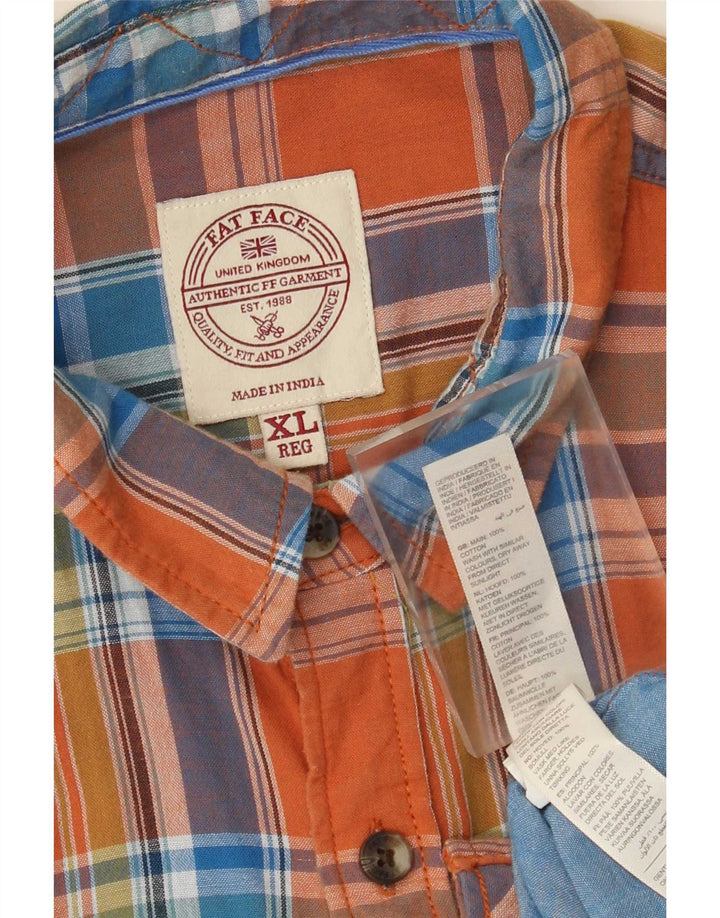 Camisa masculina de flanela Fat Face XL algodão xadrez laranja