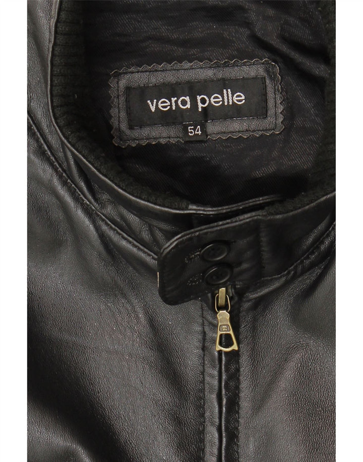 Jaqueta de couro masculina vintage IT 54 2XL couro preto