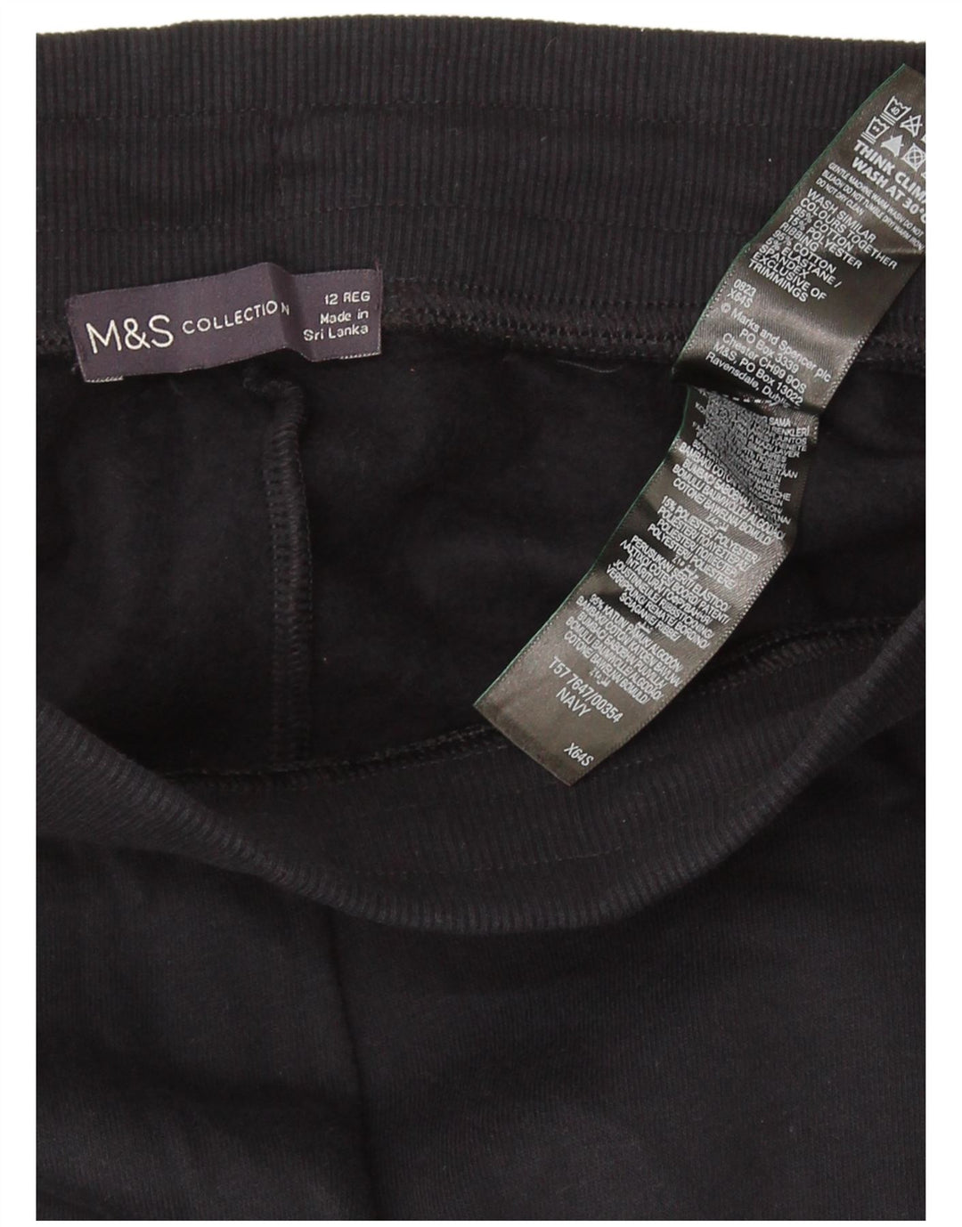 Calça de treino feminina MARKS & SPENCER UK 12 algodão azul marinho médio