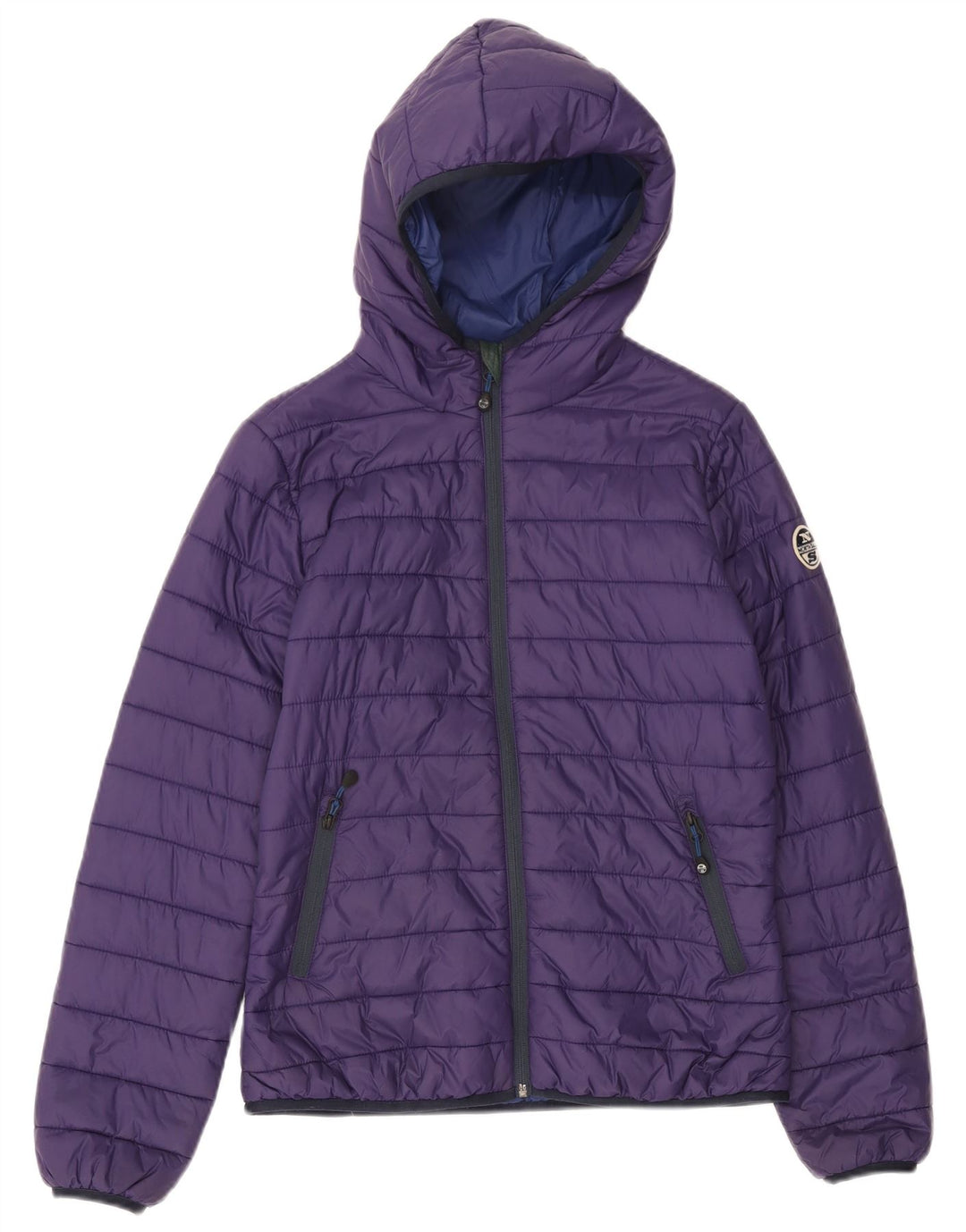 Jaqueta feminina acolchoada com capuz North Sails UK 14 nylon roxo médio