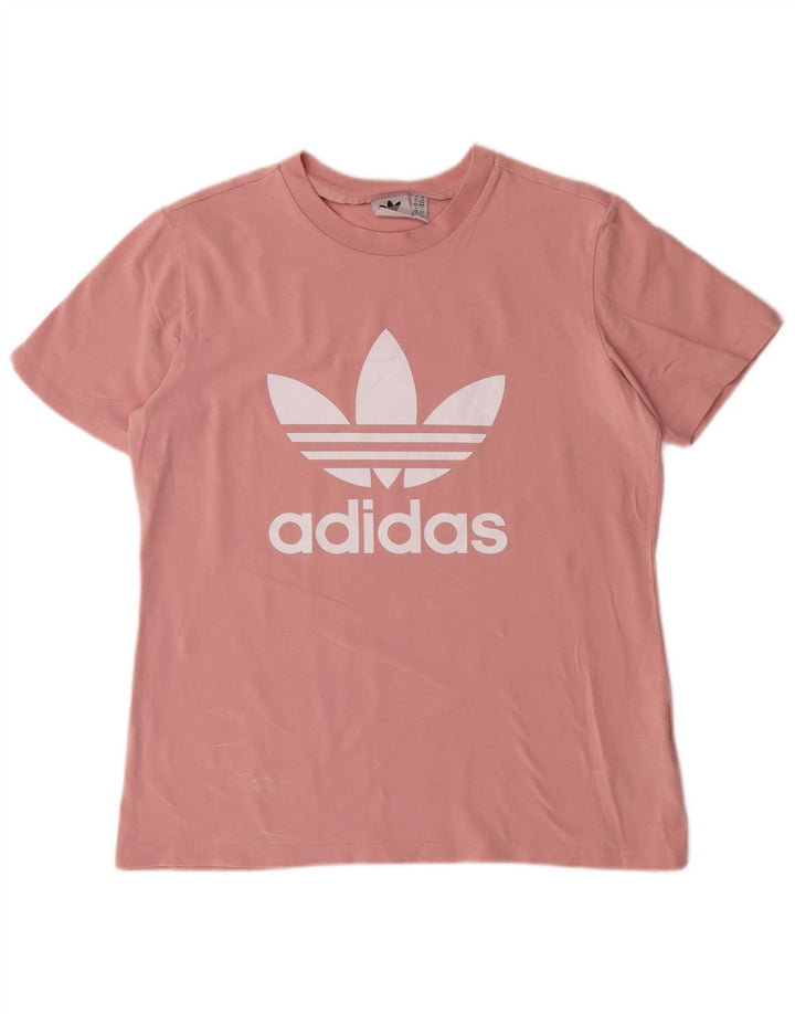 ADIDAS Womens Graphic T-Shirt Top UK 14 Médio Algodão Rosa
