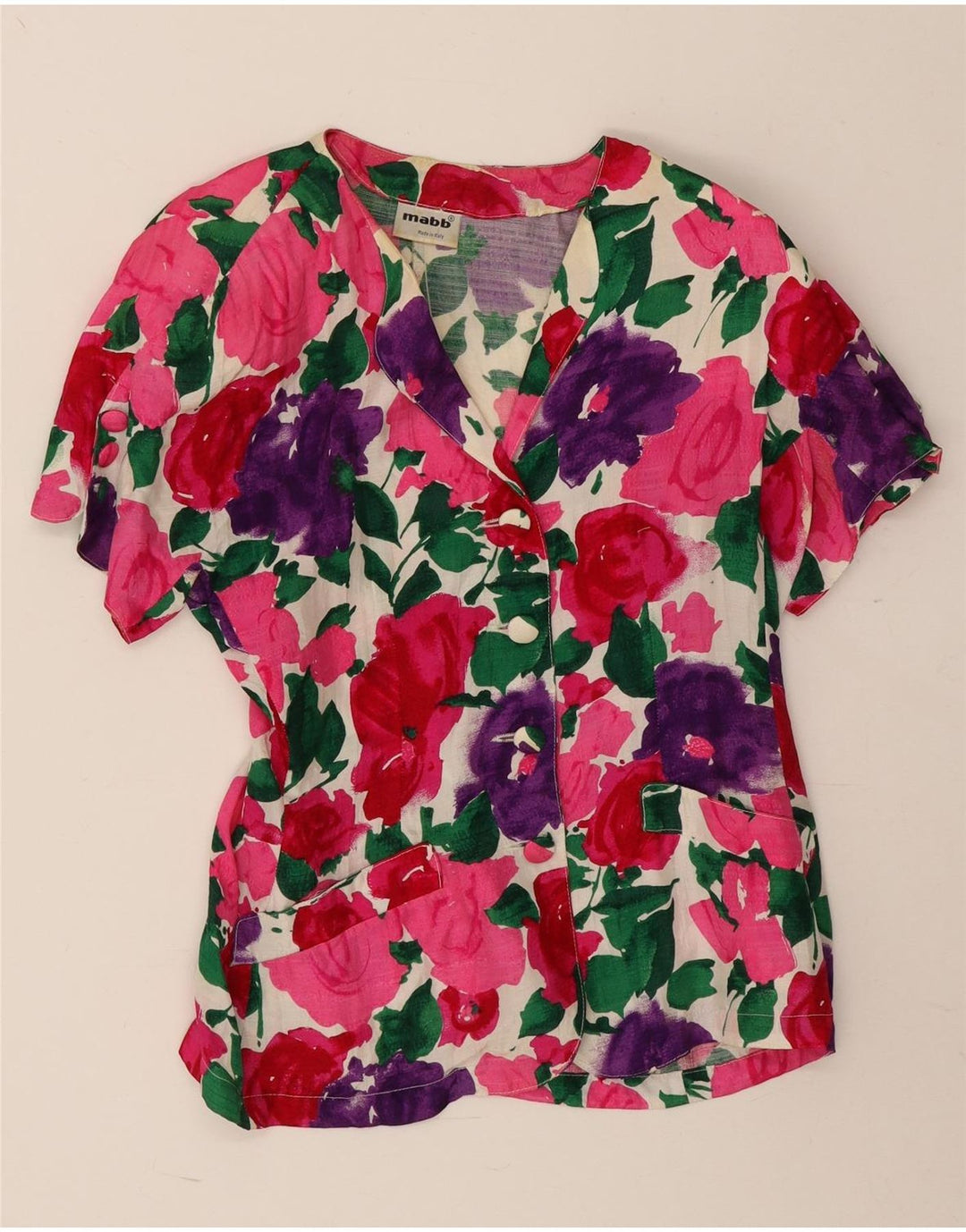 mabb Jaqueta blazer feminina de 4 botões IT 42 médio floral multicolorido