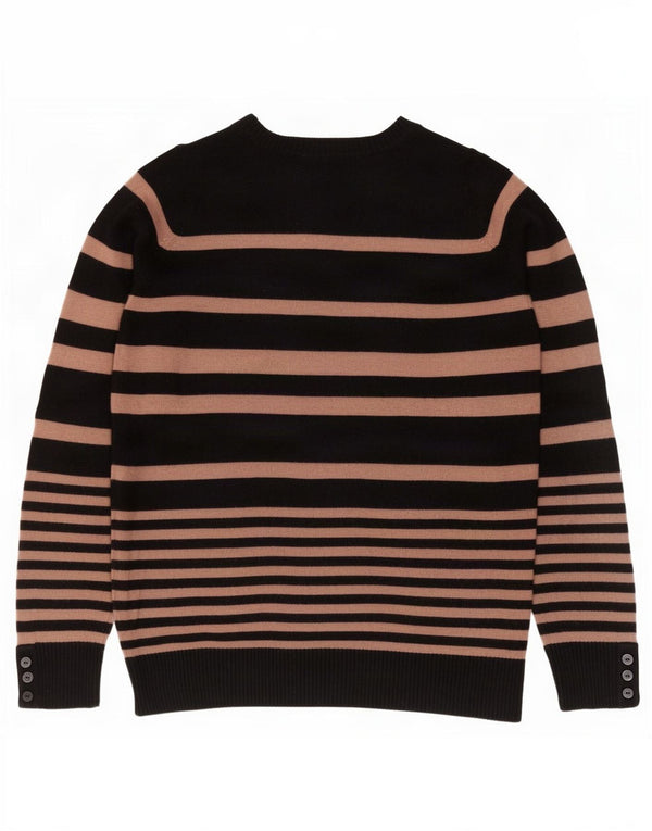 Suéter feminino Marks & Spencer com decote em V UK 14 listrado preto médio