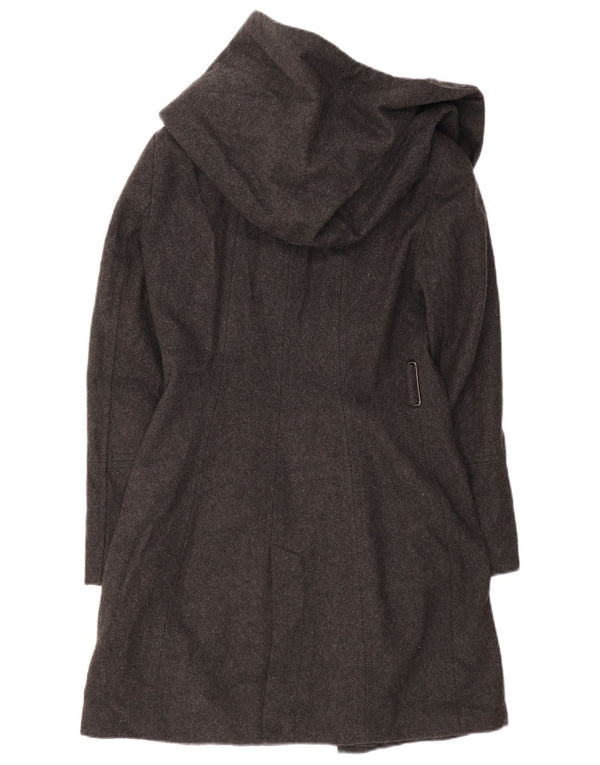 Sobretudo feminino Zara com capuz UK 10 pequeno lã preta