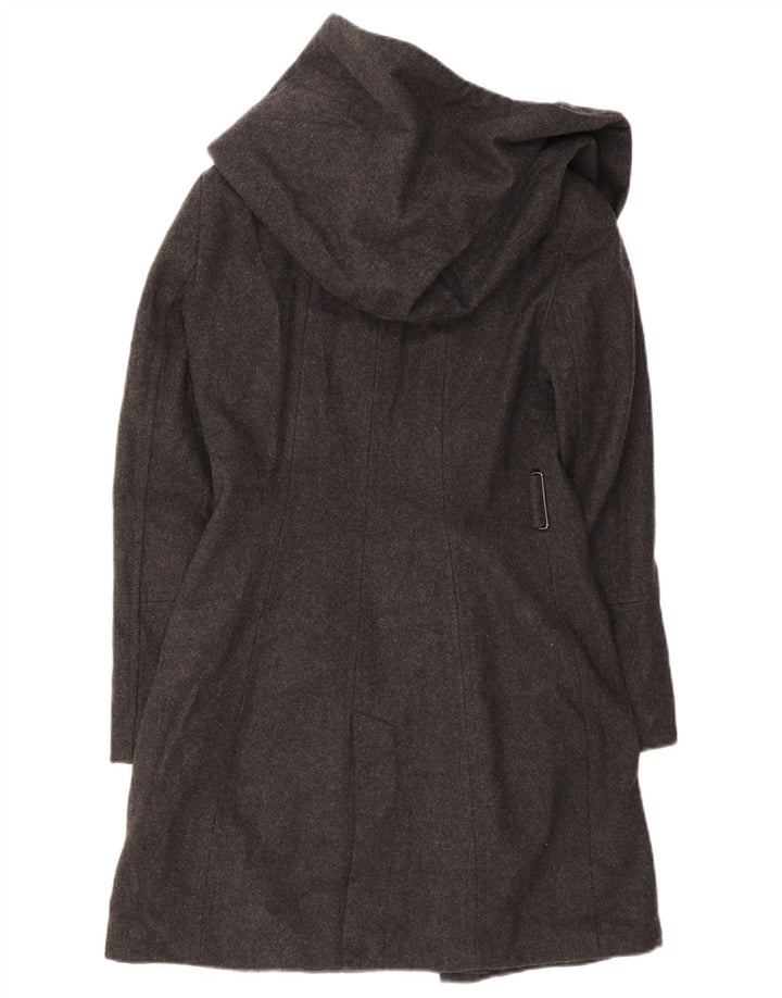 Sobretudo feminino Zara com capuz UK 10 pequeno lã preta