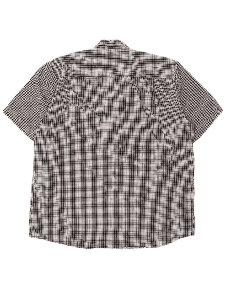 Camisa masculina Pierre Cardin de manga curta regular fit 3XL cinza xadrez poliéster